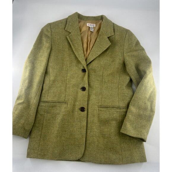 Talbots Blazer Women Size 12 Green 100% Wool Button Cottage Business Career Work - Picture 1 of 12